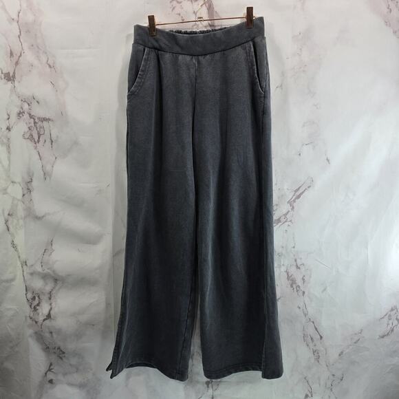 Anthropologie Pants - Anthropologie Sweatpants Womens XS Gray Wide Leg Burn Out Slit Daily Practice